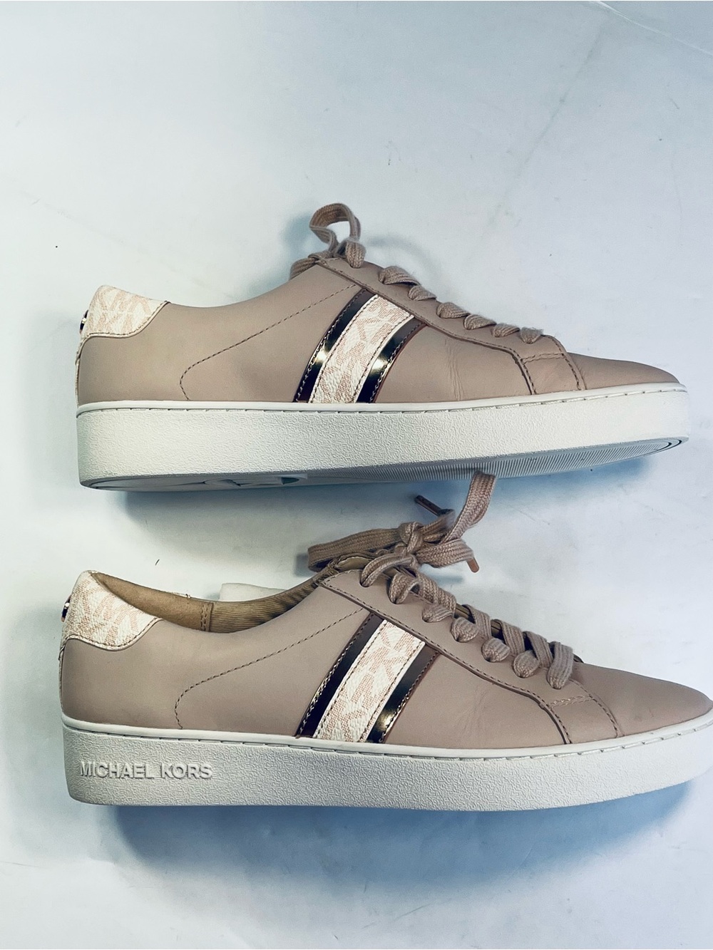 Michael Kors Women's:7M Blush Pink & Rose Gold Leather Fashion Sneakers # SC18K